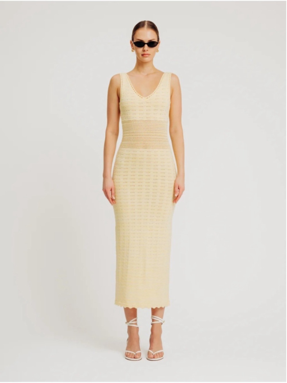 NWT Ronny Kobo Mindy Crochet Dress in Lemon Yellow size L